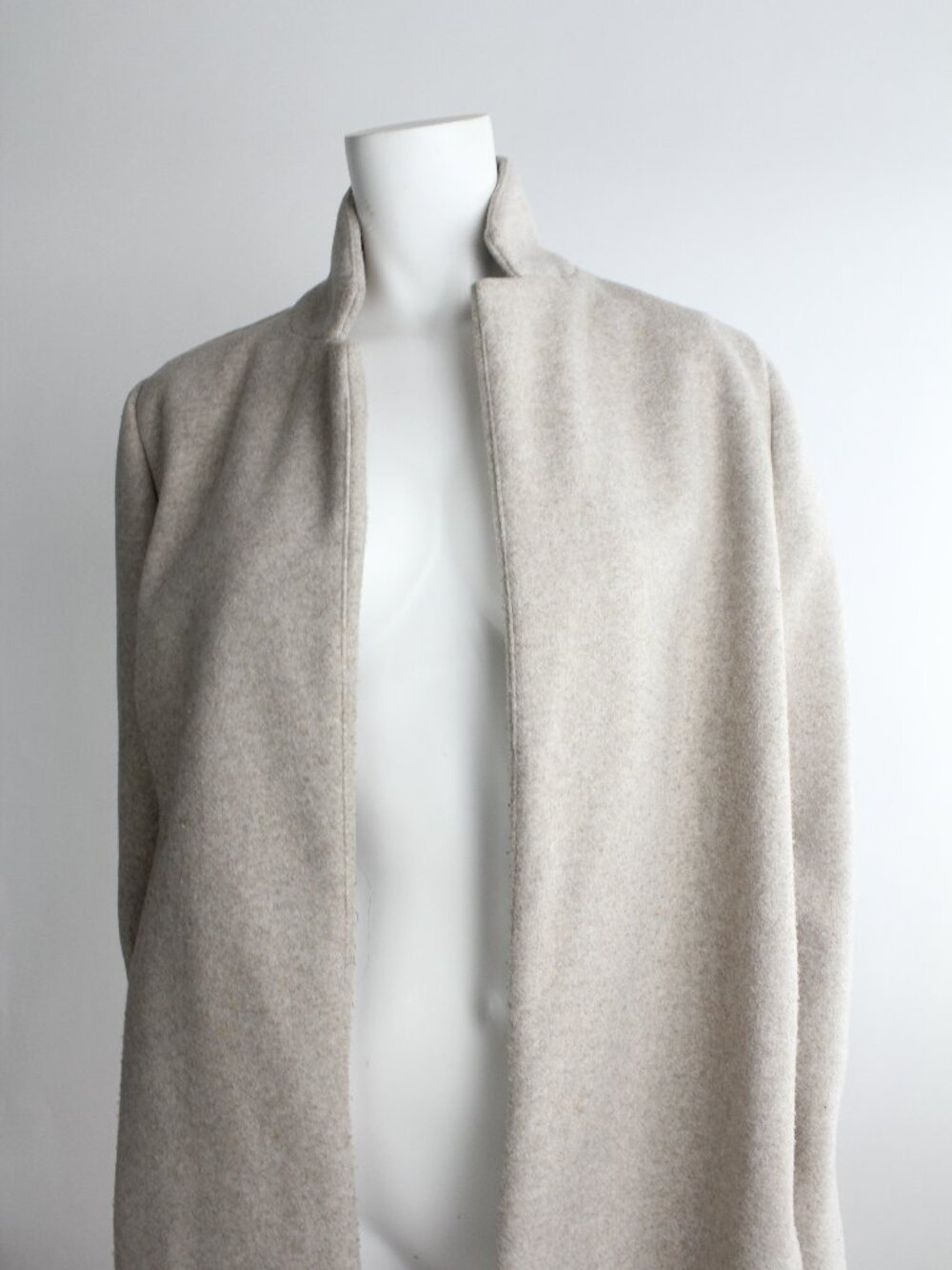 Zara Minimal Basic Coat Sand Oat Neutral Winter Overcoat Long XL